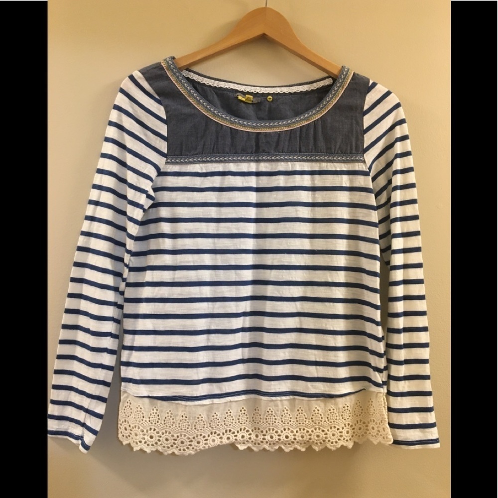 Anthropology Little Yellow Button Stripe Shirt S